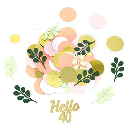 300PC 40TH Birthday Confetti for Table Pink and Sage Green Happy 40TH Birthday Decorations for Women Dots Hello 40 Confetti Scatters Forty Party Decor Supplies - style: Pink Hello 40 Confetti
