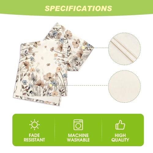 Artoid Mode Brown Poppy Flowers Floral Blossom Summer Table Runner, Fall Kitchen Dining Table Decoration for Home Party Decor 13x72 Inch - size: 13" x 72", Table Runner