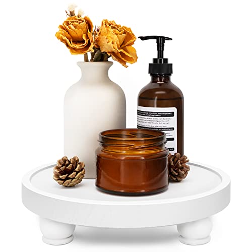 EOSAHR Wood Display Riser: Pedestal Stand for Bathroom Boho Decor, White - color: White