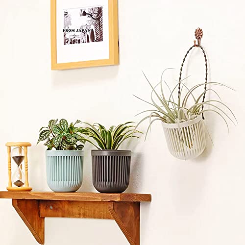 Melphoe 3.5‘’ Two-Piece Succulent Planters Pots with Drainage, Flexible Removable Handle, Flower Pots for Mini Plants Small Hanging Planter for Wall, Window (6 PCAK) - color: Multicolor