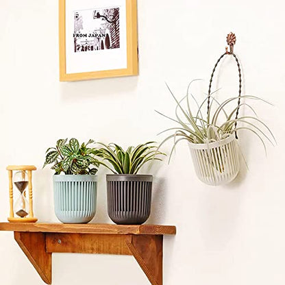 Melphoe 3.5‘’ Two-Piece Succulent Planters Pots with Drainage, Flexible Removable Handle, Flower Pots for Mini Plants Small Hanging Planter for Wall, Window (6 PCAK) - color: Multicolor