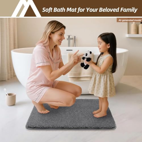 COSYHOMEER Extra Thick Bath Rug for Bathroom NonSlip BathMat 24x36Dark Grey - color: Dark Grey, size: 2' X 3' (Rectangular)