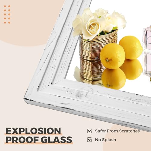 Full Length Mirror, 65 x 24 Inch Solid Wood Floor Mirror, White - color: White, size: 65"L x 24"W