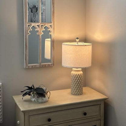 USumkky 20.5" Ceramic Table Lamps Set of 2 - Modern Farmhouse & Boho Style, Bedside Nightstand Lamps for Bedroom, Living Room End Table Lamps, Small Desk Lamp(Cream) - color: 20.5" Cream