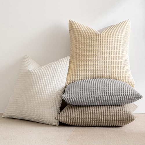 MIULEE Neutral Harmony Decorative Pillow Covers 18x18 Inch Set of 4 - color: Neutral Harmony, size: 18" x 18" (Pack of 4)