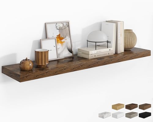 RICHFOCUS Long Floating Shelves for Wall 1Pack|Rustic Brown|55" Lx8 D - color: Rustic Brown, size: 55.1"L x 8"D, Set of 1