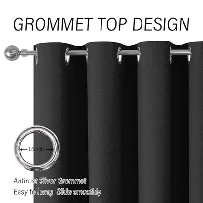 ChrisDowa Black Blackout Curtains 45 Inches Long 2 Panels for Bedroom - color: Black, size: 52"W x 45"L (Pack of 2)
