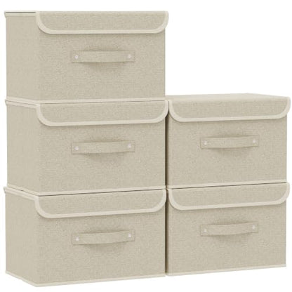 Storage Bins with Handles,Grey and Beige,15x9.8x9.8in,5 Pack - color: Beige/Gray, size: 15x9.8x9.8in(5-pack)