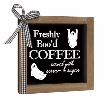 Freshly Bood Coffee Sign Halloween Coffee Bar Table Home Decor - color: black-coffee