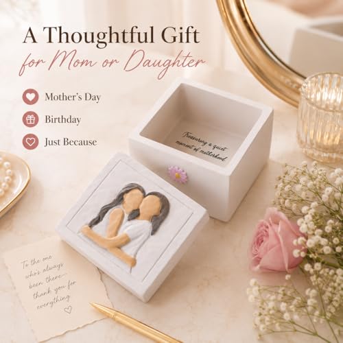 Mother and Daughter Figurines Keepsake Box - Sentimental Jewelry Gift Box for Mom, Grandma, Sister or Best Friend - Unique Birthday, Christmas, Mothers Day Gifts for Women, Female, Girls (Embrace) - style: Embrace