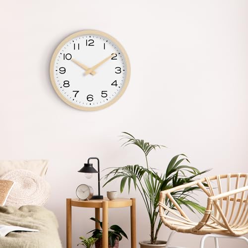 AKCISOT 10 Inch Wall Clock, Silent Battery Operated Analog Clock, Natural - color: D_natural, size: 10 Inch