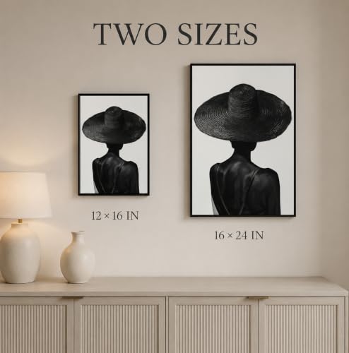 Licravoic Framed Fashion Black Woman Canvas Wall Art 16x24 Inch - color: Back view, size: 24"L x 16"W