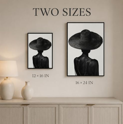 Licravoic Framed Fashion Black Woman Canvas Wall Art 16x24 Inch - color: Back view, size: 24"L x 16"W