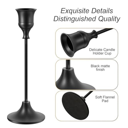NLBTW Black Candlestick Holders, Metal Taper Candle Holder, Set of 3 - color: Black, size: 1 Set (3 Pcs)