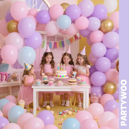 PartyWoo Pink Purple and Gold Balloons 66pcs 12 Inch Pink Purple Balloons - color: Pink & Gold & Purple