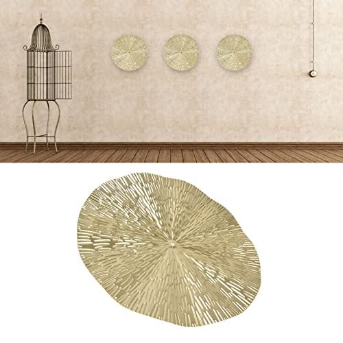 Aqur2020 Round Wall Art Decor, Gold Floating Circles Crinkle Abstract Geometric Iron Wall Art Metal Decor