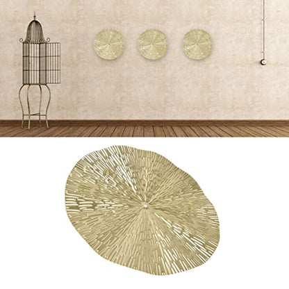 Aqur2020 Round Wall Art Decor, Gold Floating Circles Crinkle Abstract Geometric Iron Wall Art Metal Decor