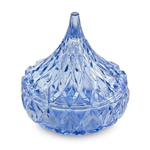 Godinger Blue Glass Hershey Kiss Candy Dish - A Sweet and Stylish Delight - color: Blue, size: Medium