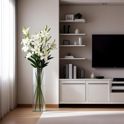 CYS EXCEL Cylinder Clear Glass Vase (H:26" D:6") | Multiple Size Choices Glass Flower Vase Centerpieces | Hurricane Floating Candle Holder Vase - size: H-26" D-6"