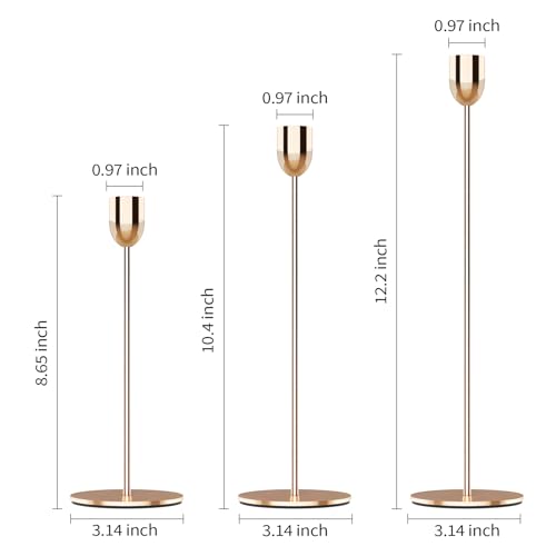ChefBee 3PCS Gold Tall Taper & Pillar Candle Candlestick Holder - color: Gold