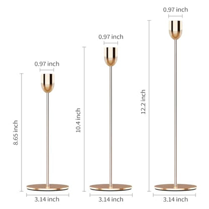 ChefBee 3PCS Gold Tall Taper & Pillar Candle Candlestick Holder - color: Gold