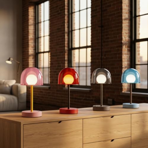 Cordless Table Lamp, Rechargeable Battery Operated Touch Control, Red - color: Red