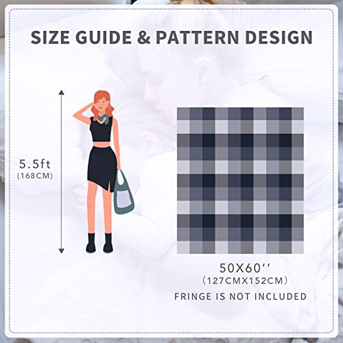 RECYCO Buffalo Plaid Chenille Throw Blanket, 50"x60", Navy Off White - color: Plaid Navy Off White, size: 50'' X 60''