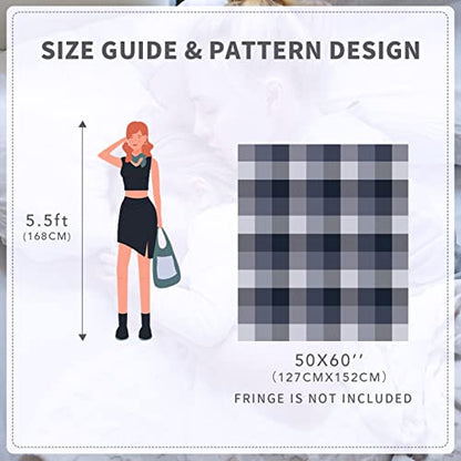 RECYCO Buffalo Plaid Chenille Throw Blanket, 50"x60", Navy Off White - color: Plaid Navy Off White, size: 50'' X 60''