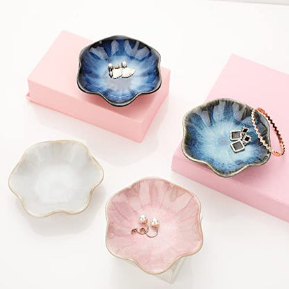 Ceramic Jewelry Dish Tray, Ring Dish Holder,Trinket Tray,Small Key Bowl - color: White, size: 4.3 inches