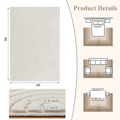 U'Artlines 6x9ft Washable Area Rug for Living Room, Beige - size: 6 x 9ft