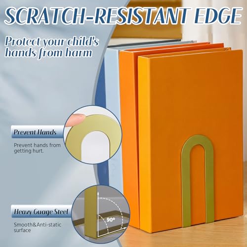 Chunful 12 Pcs Gold Metal BookEnds Shelves, 5.5 x 3.75 x 2.25 in - color: Gold, size: 5.5*3.75*2.25inch