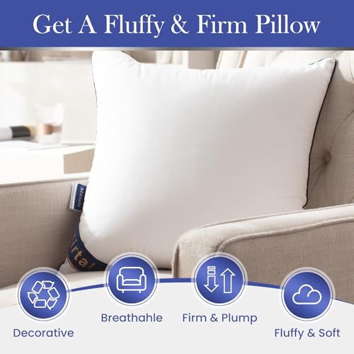 Mirtala 24"x24" Pillow Inserts Set of 2 with 100% Cotton Cover Decorative Square Throw 24" Pillows Living Room, Sofa, Couch, and Bed-White (2, 24 x 24 Inch) - size: 24 x 24 Inch