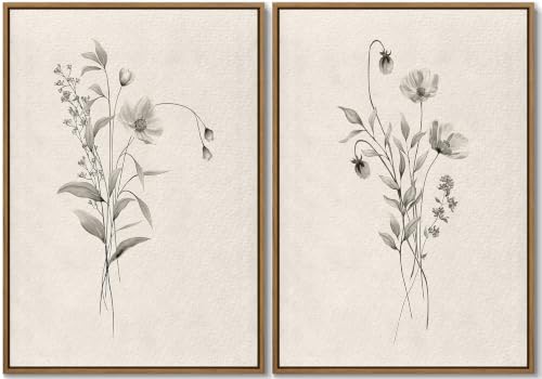 Vintage Botanical Wall Art 2 Piece Neutral Boho Flower Art Prints 16x24 In - color: Neutral Flower, size: 24"L x 16"W