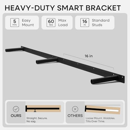 Homeforia 60 Inch Floating Shelves, High-End Solid Pine Wood, Set of 2 - color: American Walnut - Satin Dark Tone, size: 60 inch