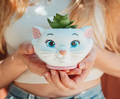 Silver Buffalo Disney The Aristocats Marie 4-Inch Ceramic Mini Planter with Artificial Succulent | Cute Small Flower Pot, Faux Indoor Plants - color: Aristocats