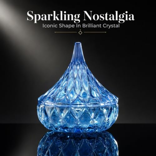 Godinger Blue Glass Hershey Kiss Candy Dish - A Sweet and Stylish Delight - color: Blue, size: Medium