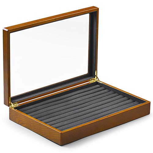 Oirlv Wood Jewelry Box Rings Earrings Acrylic Lid - size: Grey Ring/Earring Box