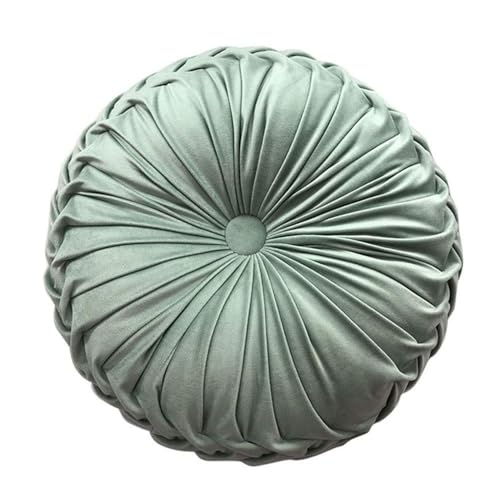 Teieas Round Throw Pillow Velvet Pleated Round Pillow Cushion Home Decor - color: Light Green