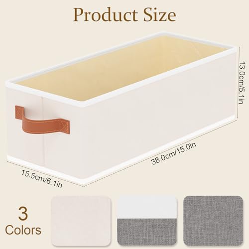 Storage Bins with Double Handles,Beige Baskets,15x6x5 In,5-Pack - color: Beige, size: 5-Pack