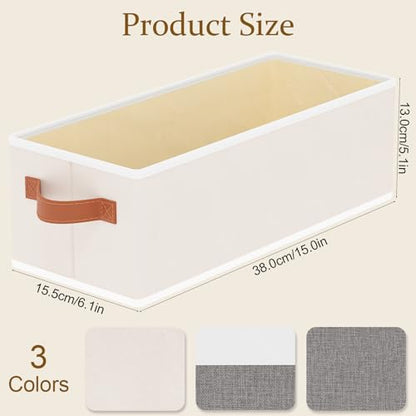 Storage Bins with Double Handles,Beige Baskets,15x6x5 In,5-Pack - color: Beige, size: 5-Pack