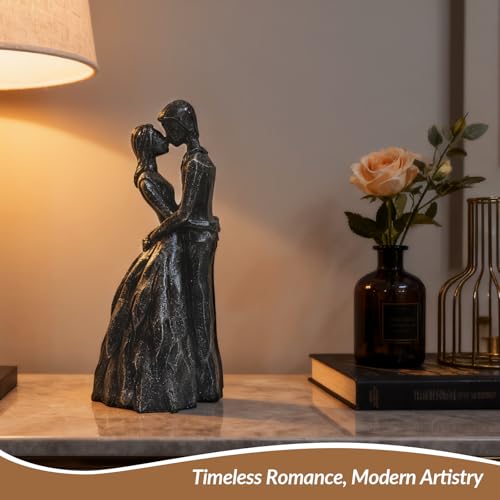 Anniversary Wedding Engagement Gift, Black Embrace Statue for Couple - color: Black-embrace