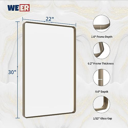 WEER Bathroom Vanity Mirror Bronze 22X30 Inch - color: Bronze, size: 22"L x 30"W