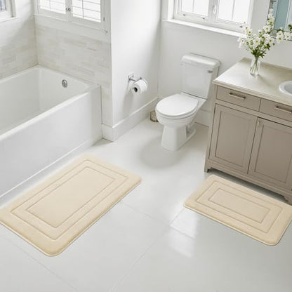 Cupic Cupid Memory Foam Bath Mat 20"×32", Non Slip Bathroom Rugs, Cream - color: Cream, size: 1'8" x 2'8" (20" x 32")