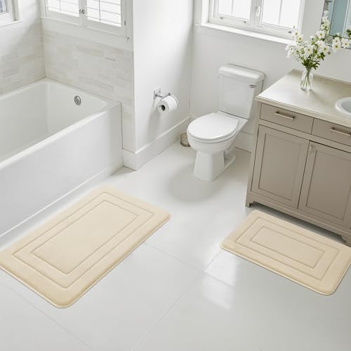 Cupic Cupid Memory Foam Bath Mat 24"×36", Non Slip Bathroom Rugs, Cream - color: Cream, size: 2' x 3' (24" x 36")