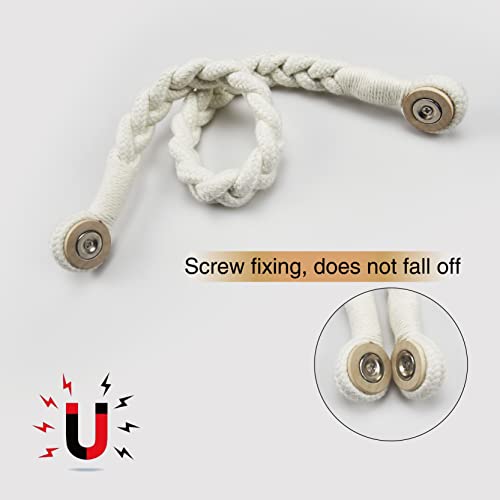 Magnetic Soft Curtain Tiebacks Rope Cotton Window Curtain Holdbacks Porlau - color: Cream, size: 2 Pack