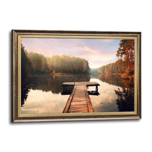 Inpraradiso Lake Canvas Framed Wall Art, Large Nature Artwork, 45x30 Inch - color: Nature 02, size: 45"L x 30"W