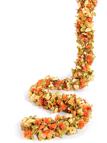 8Pcs x 8.2FT Artificial Flower Garland Rose Vine, Fall Champagne Flower - color: Fall Champagne 8pcs, 1.5" Rose Flowers, size: 8.2FT Vines