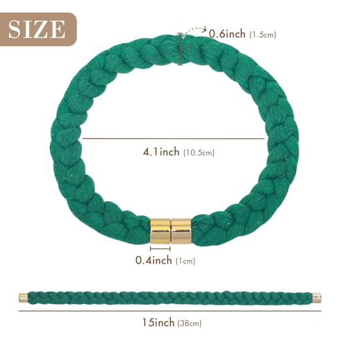 NICEEC 4 Pack Natural Cotton Rope Magnetic Curtain Tiebacks Elegant Twisted Braid Style Drape Tie Backs Soft Hand-Woven Rope Curtain Holdbacks for Home & Office Window Draperies (Green-02) - color: Green-02, size: 4 Pack