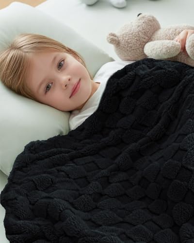 Utopia Bedding Plush Checkered Fleece Blanket Black Queen, 90x90 Inches - color: Black, size: Queen