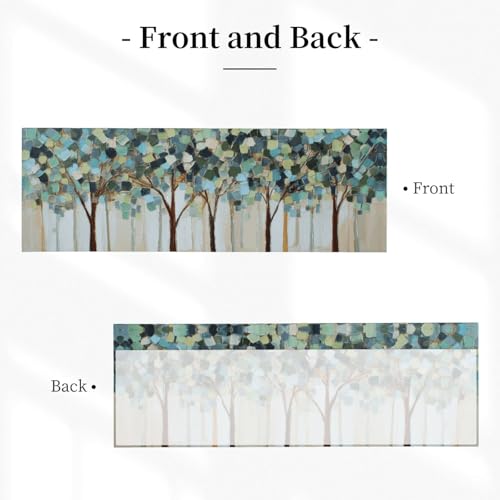 Tree Curtain Valance Short Rod Pocket Window Treatment for Living Room Bedroom Kitchen Bathroom 1 Panel 54" W x 18" L - color: Tree
